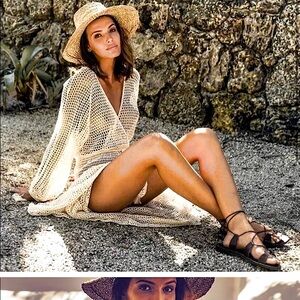 Bone White Crochet Maxi Dress,S